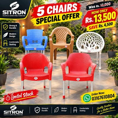 sale on 5 articles. 6 chairs with table. . is only 13500
