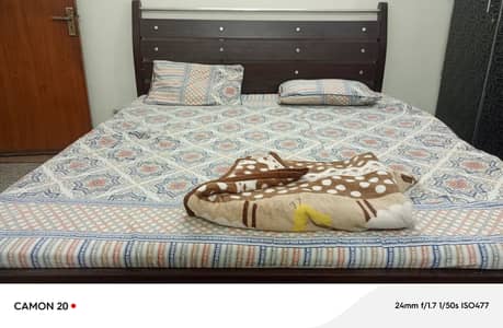 Wooden King Size Bed Set with Al-Khair Decent Jaguar Mattress