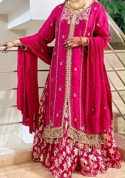 Royal pink  Heavy embroidered dress |Luxury Wedding & Party Wear