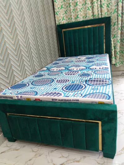 New Single wooden bed with brass & poshish design