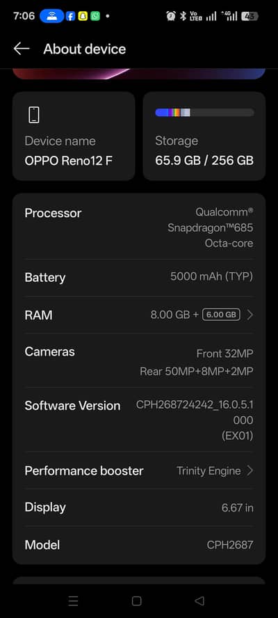 Oppo Reno 12f 8+8 256 exchange
