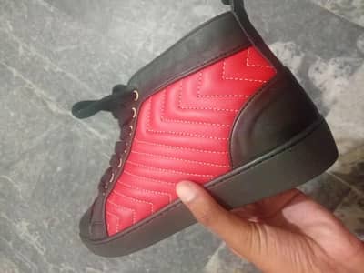 Men’s High Top Casual Sneakers Red & Black,with Side Zipper