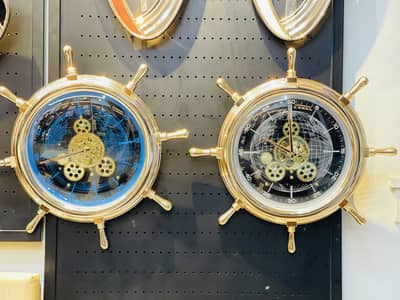 Luxury Golden Ship Wheel Wall Clock
