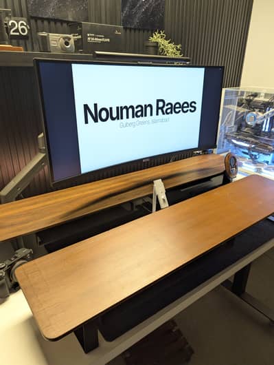 Premium Wood Monitor Riser Desk Shelf with Built-in Tray