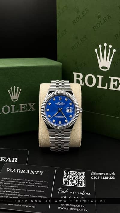 Rolex Gents Kan Silver Blue with Rolex Box