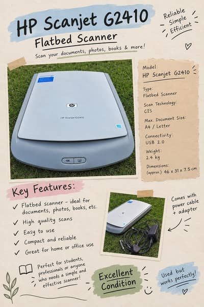 HP Scanner G2410 Flatbed Scanner - Excellent Condition