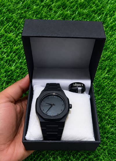Black watch + Name Ring gift box Customize deals