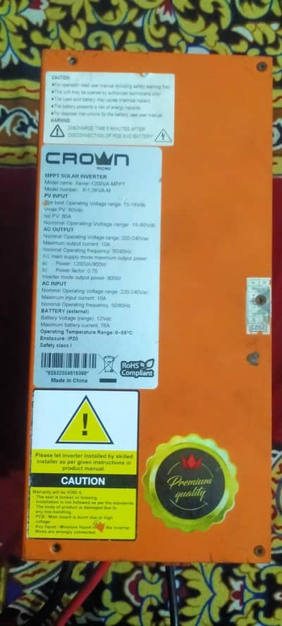 Crown Micro Xavier 1200VA MPPT Solar Inverter in Excellent Condition