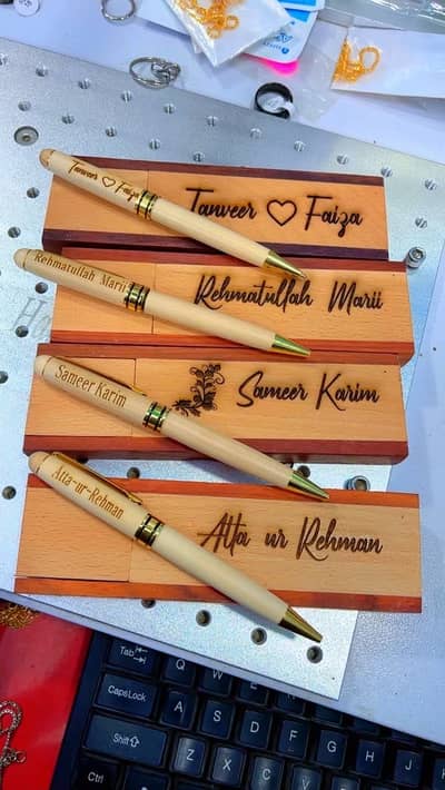 Customize Wood pen box set add any name or design