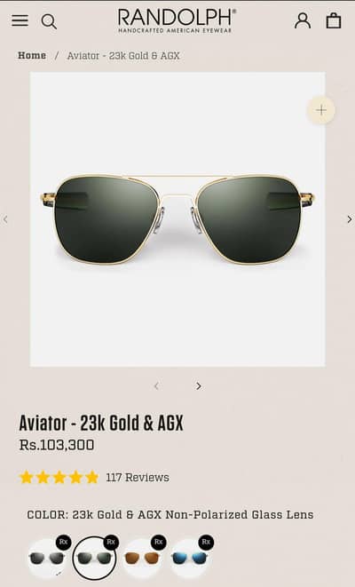 Randolph Aviator 23K Gold