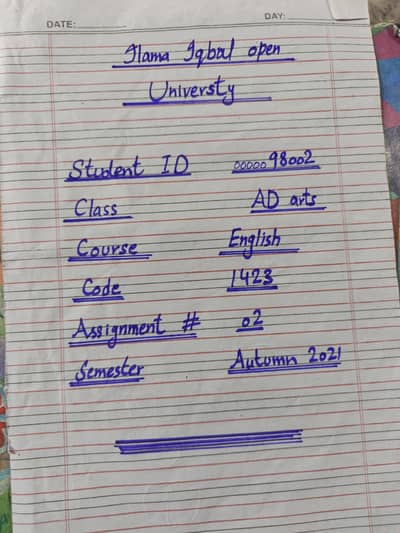 AIOU Handwritten Assignments