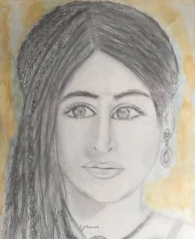 Fine Art portrait Sketch painting size 14×16 on paper board