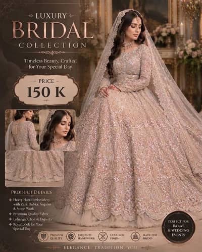 Luxury Bridal Lehenga | Heavy Embroidered Pakistani Wedding Dress