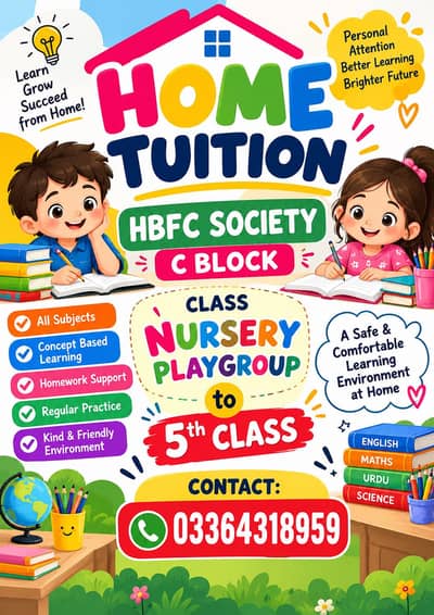 Home tution Nursery-5 class