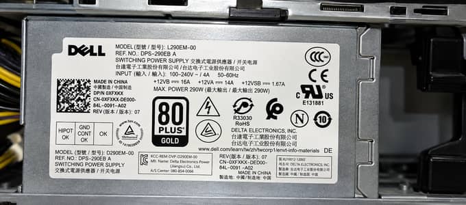 Dell 290W 80+ Gold Original PSU – Like New
