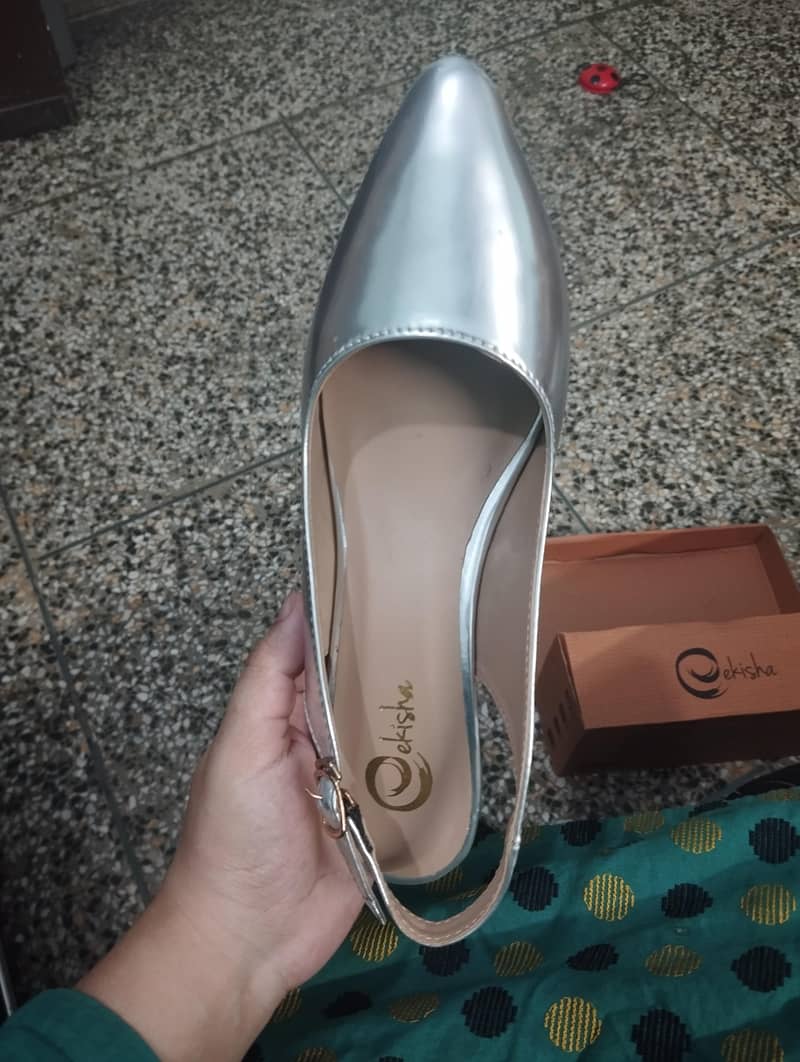 Silver Glossy Pointed Heels 1