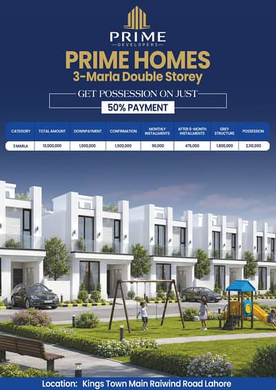 3 Marla Prime Homes Double-Storey For Sale in Kings Town, Main Raiwind Road, Lahore