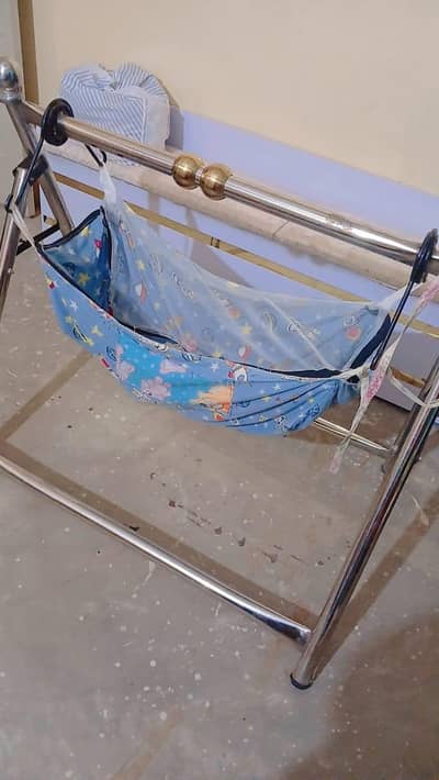 Stainless Steel Baby Jhula with Mosquito Net - Folding & Easy to Carry