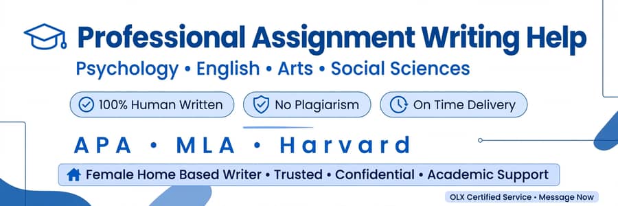Assignment Writing Help - Psychology, English, Arts, Social Sciences -