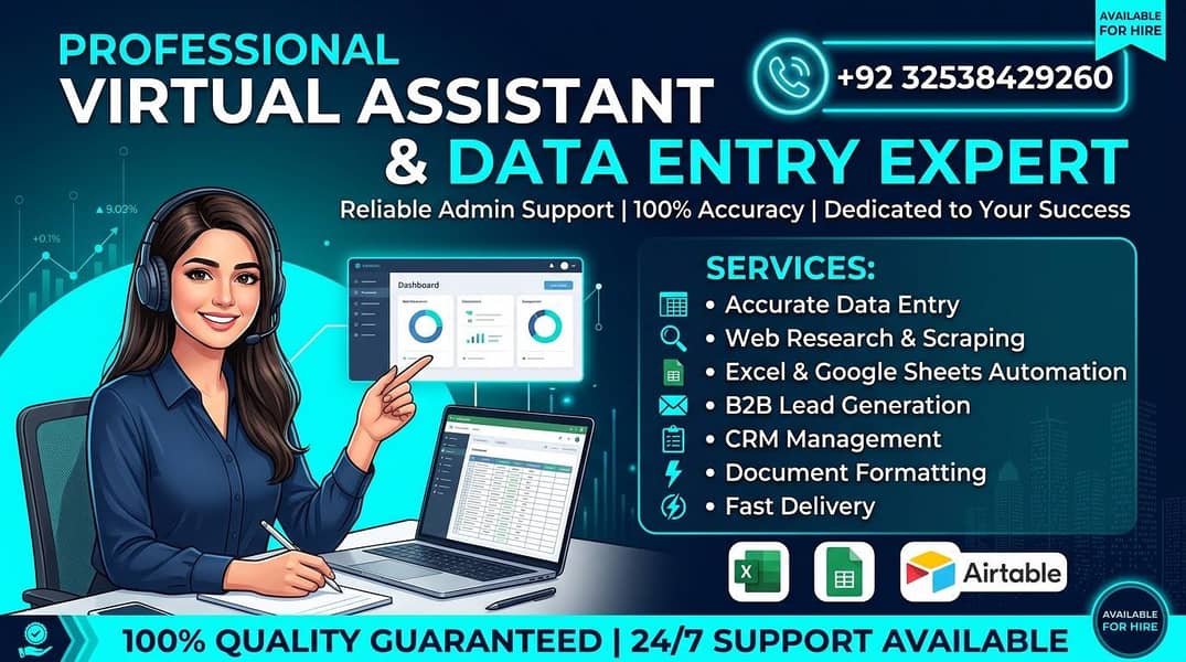 I will be your virtual assistant for excel data entry and support. 0