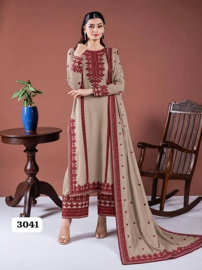 dhanak embroidered 3 piece winter dress for ladies new collection