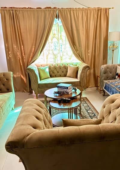Chesterfield Gold Button Down 3+2+1 Sofa Set