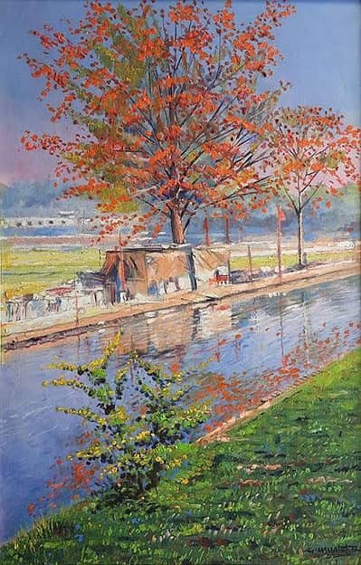 Landscape painting in beautiful weather