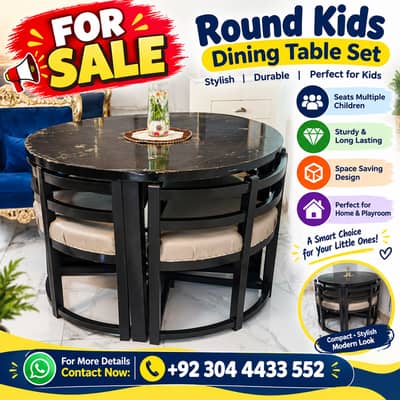 Round Kids Dining Table Set with Chairs – Stylish & Durable