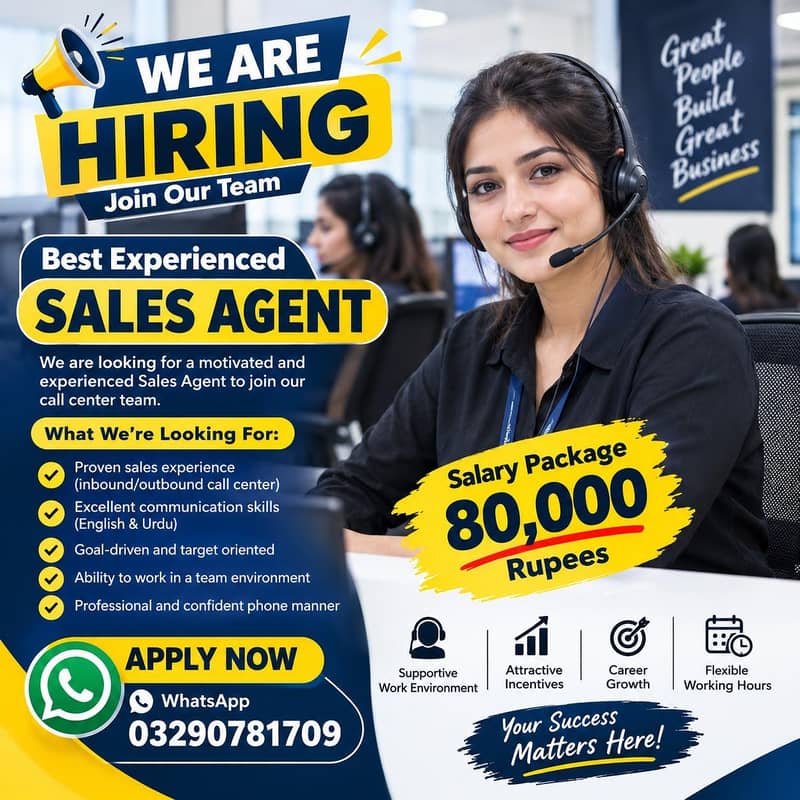 We Are Hiring Sale Agents 0