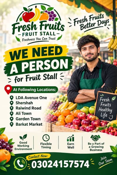 Need person for fruit stall