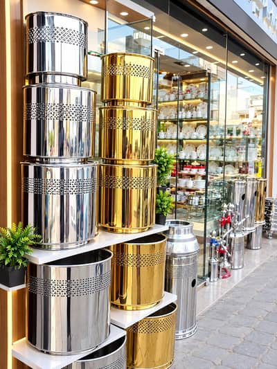 Stainless steel and golden planters
