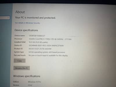 HP core I5 -7300 CPU