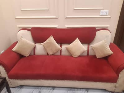 Red , Skin velvet sofa set & chairs for sale urgent basis