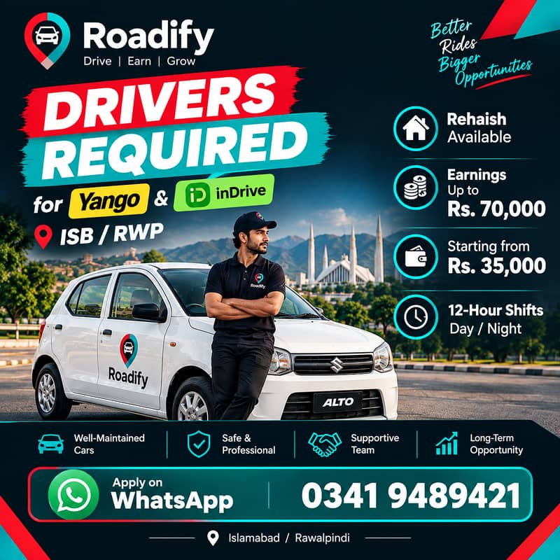 Drivers Required – Yango & inDrive 0