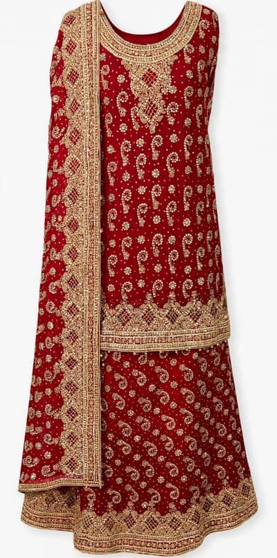 red bridal sharers with heavy gold Zari work _worn once only