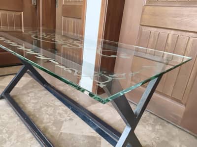 10mm Glass Dining Table – Modern X-Leg Design – 4.6 x 2.5 Feet