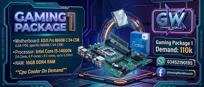 Gaming Packages ASUS Pro B660M-C D4 Intel Core i5-14600k 14500 Deals