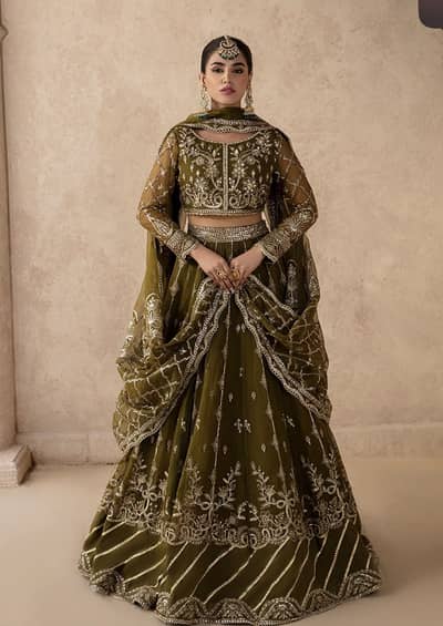 Mehendi lehenga 3 pc branded, New size M to L