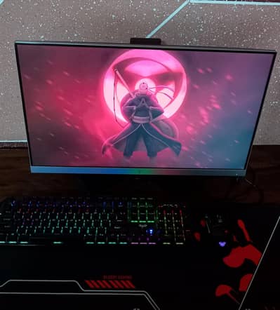 24inches Monitor Gaming keyboard mouse and microphone