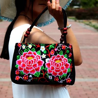 Vibrant Embroidered Handbag