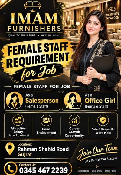a female staff for deals in sales and as an office type job