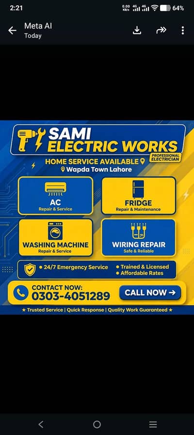 Electrician - House Wiring, Fault, Repair - 03034051289