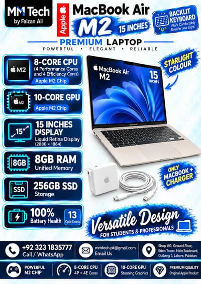 Macbook Air M2 8/256 15 inches Display Brand New Condition