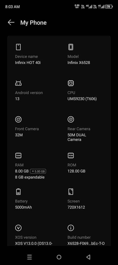 Infinix hot 40i 8+8/128