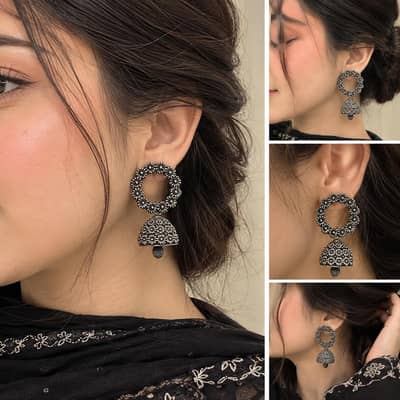 Black Oxidized Jhumka Earrings – Fashion Jewellery