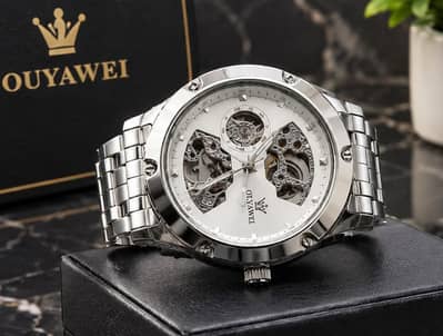 OUYAW EI Men’s Automatic Skeleton Mechanical Stainless Steel Watch