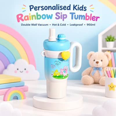 Rainbow Sip Tumbler With Double Wall Vacuum Hot & Cold Leakproof 900ml