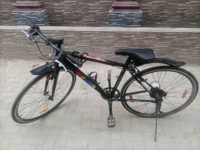 Sports bicycle with gears available for sale.