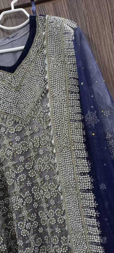 heavy silver embroidery maxy/formal dress