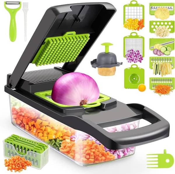 T  Multifunctional 14-in-1 Vegetable Chopper and Slicer Set